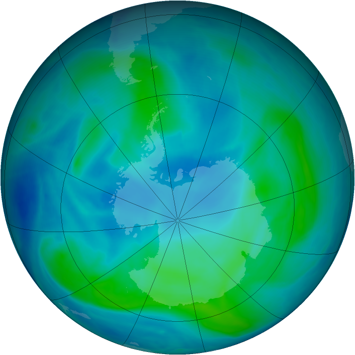 Antarctic ozone map for 17 February 2008